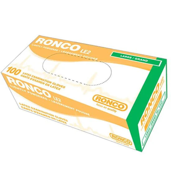 Ronco - Powder Free Latex Gloves LE2 X-Large 100/Box - 1853
