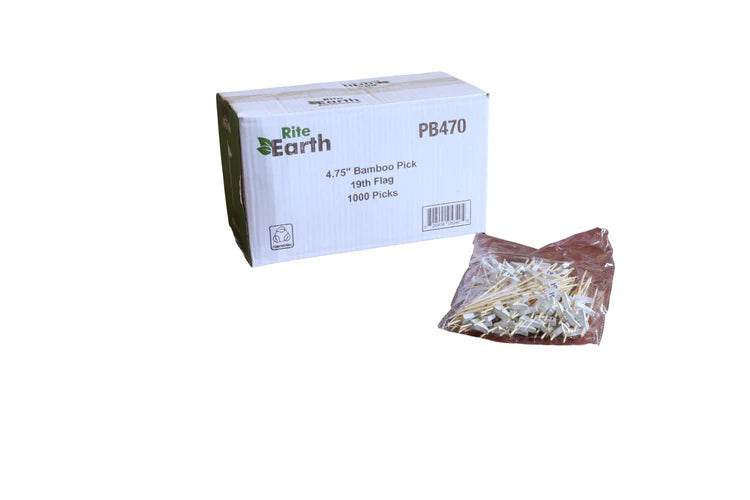 RiteEarth - 4.75" Bamboo Pick - 19th Flag, 100/Bag, 10 Bag/Box - PB470