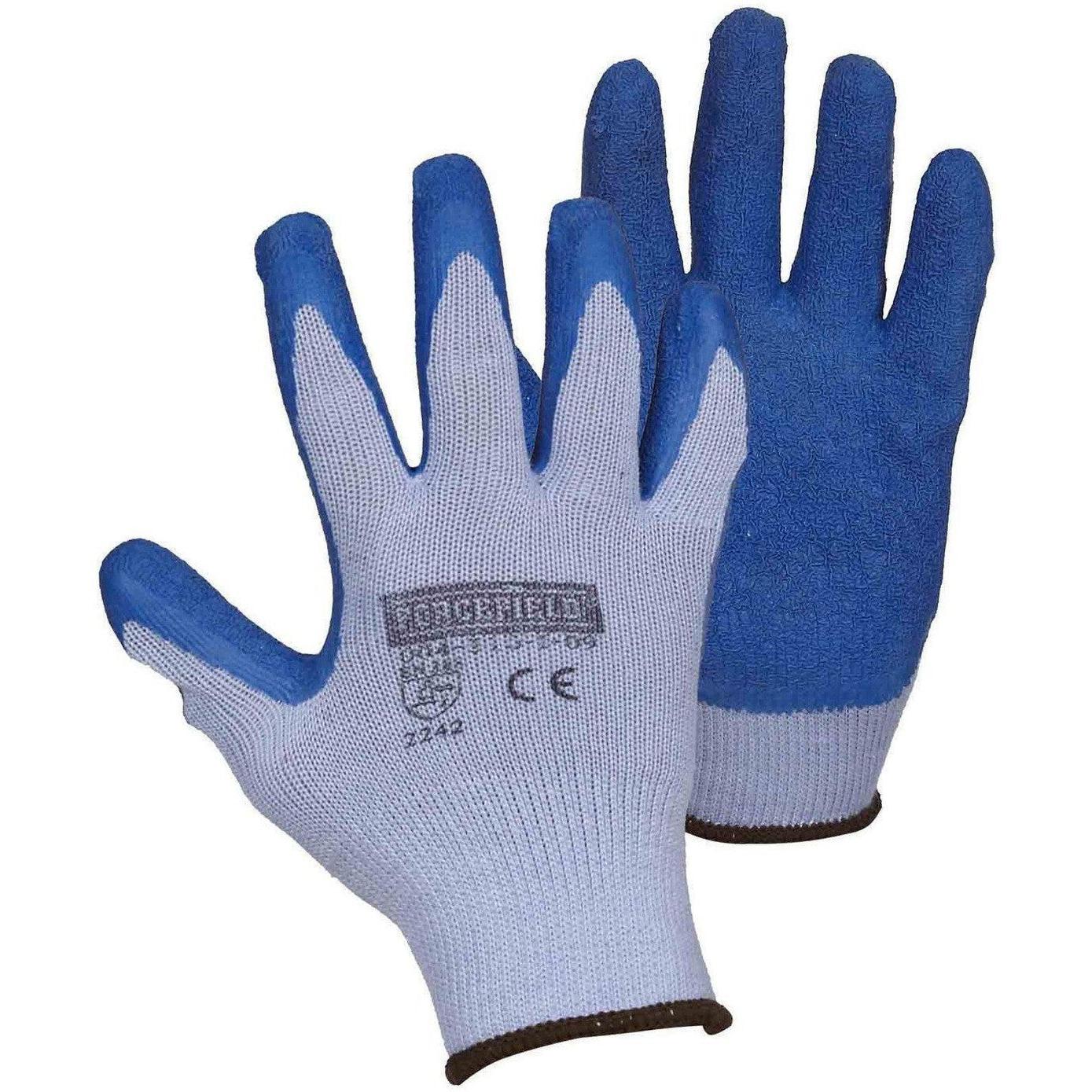 Forcefield - Size 10 Latex Palm Coated With Blue Crinkle String Knit Work Gloves - 004-310-I-10
