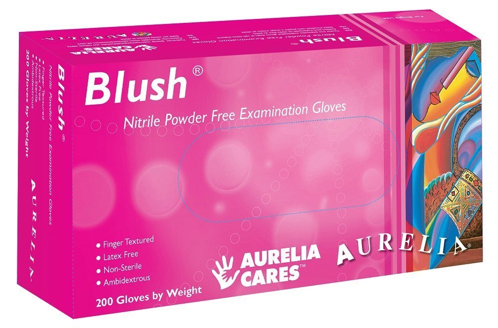 Aurelia - 2.5 MIL Large Blush PF Nitrile Gloves, 200/Box, 10Box/Cs - 78888