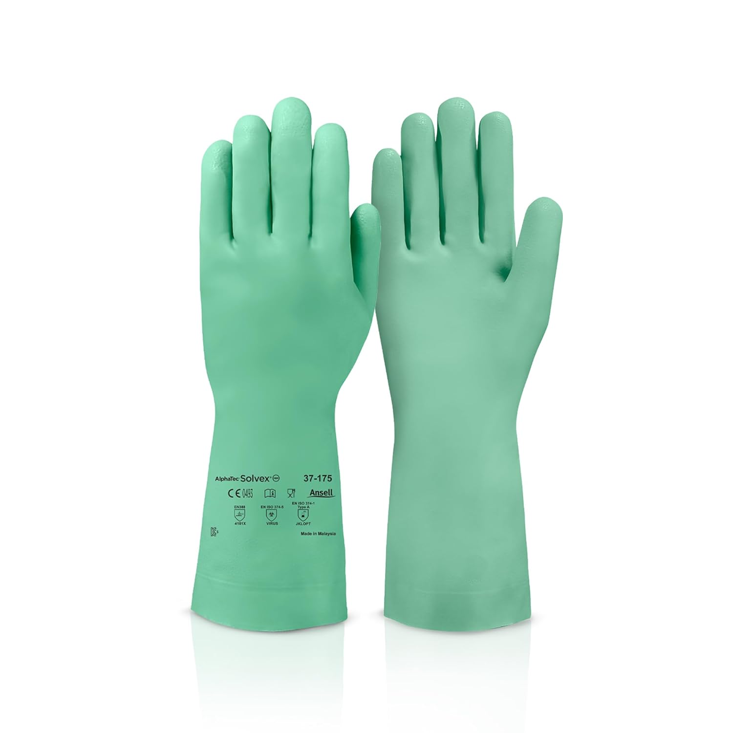 Ansell - Medium Green Solvex Nitrile Gloves Pair - 37-175