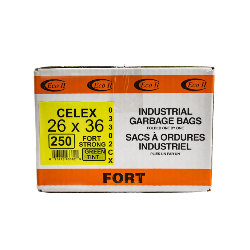 Eco II - 26" x 36" Strong Green Garbage Bags, 200/Cs