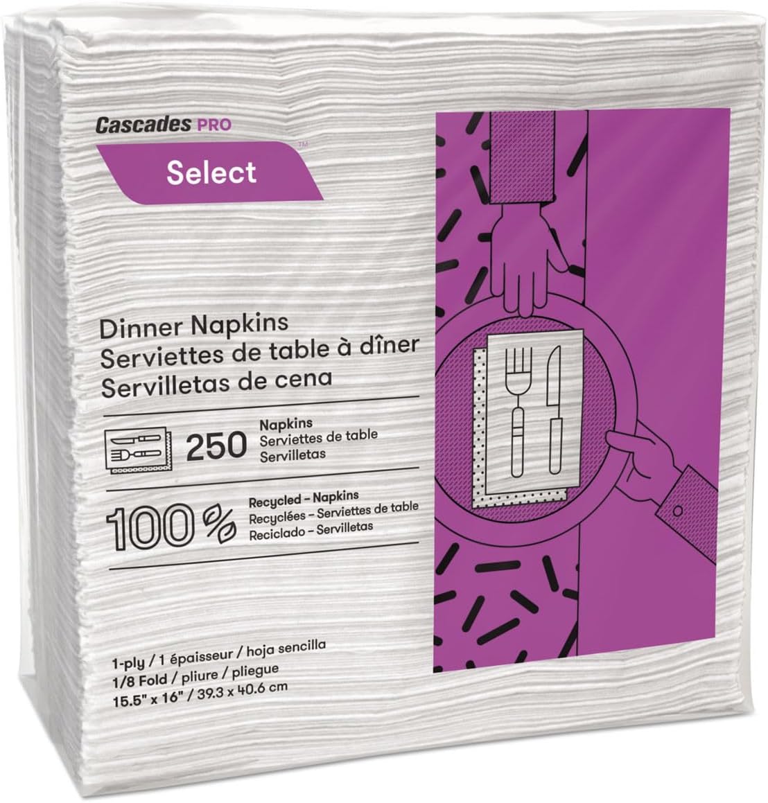 Cascades Tissue Group - Select 1 ply Dinner Napkins, 3000/Cs - N050