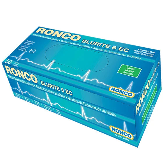 Ronco - BluRite™ 6 EC Blue Nitrile Extended Cuff Gloves, 50/Box - 765L