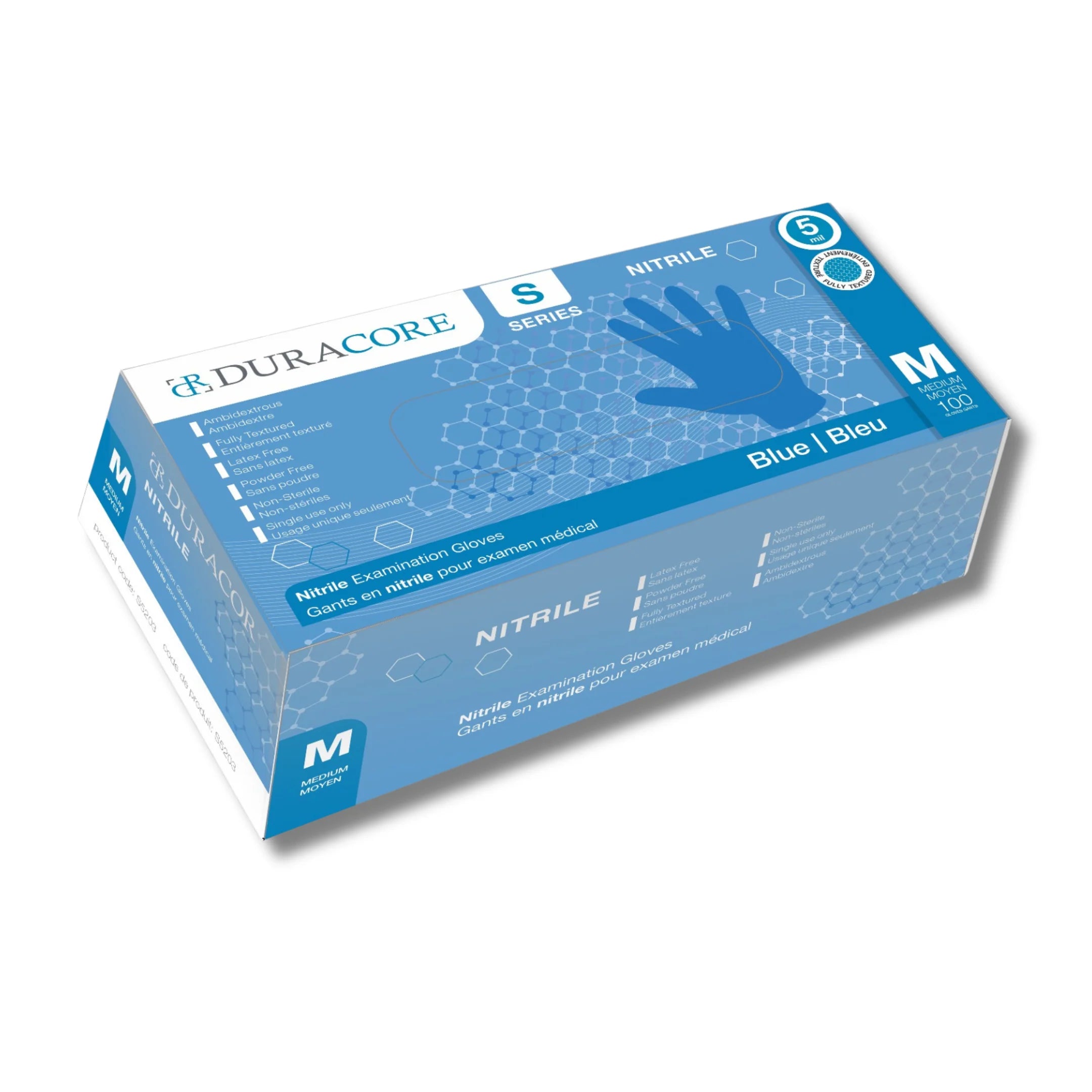 Duracore - Blue Nitrile Gloves, 100/Box, 10Box/Case - U54490