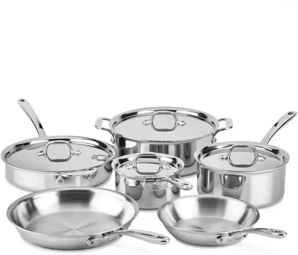 All-Clad - Silver, Black D3 Stainless 10 Pcs 3-ply Bonded Cookware Set - 401488LCAR