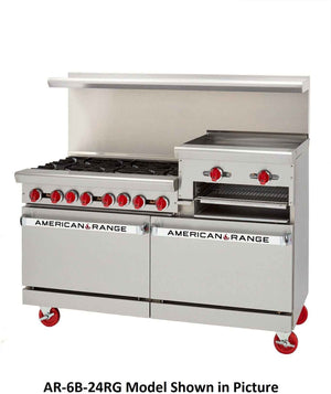 American Range - 36" Stainless Steel Restaurant Range 12" Raised Griddles, 4 Burners With 26.5" 1 Standard Oven - AR-4B-12RG