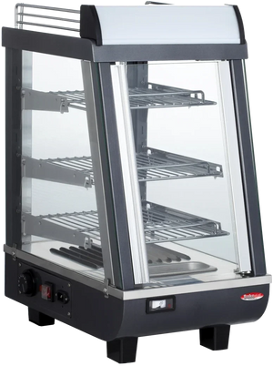 Bakemax - Commercial 14-Inch Stainless Steel Wide Countertop Electric Heated Display Case with LED Lighting - BMTSC14