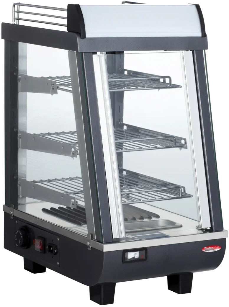 Bakemax - Commercial 14-Inch Stainless Steel Wide Countertop Electric Heated Display Case with LED Lighting - BMTSC14