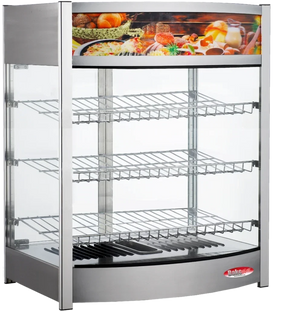 Bakemax - 25", 120V Wide Countertop Full-Service Bowed Face Heated Display Case with LED Lighting - BMCBF25 - DISCONTINUED