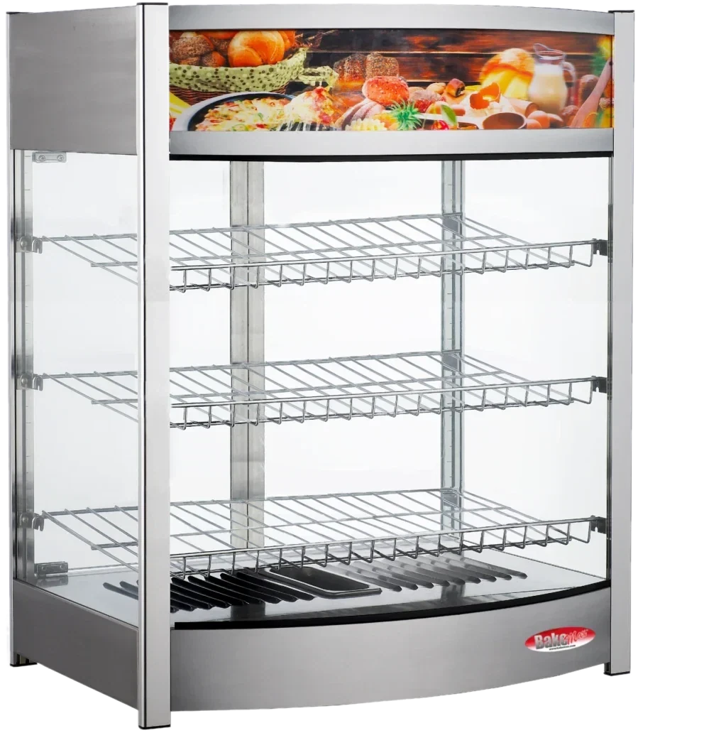 Bakemax - 25", 120V Wide Countertop Full-Service Bowed Face Heated Display Case with LED Lighting - BMCBF25 - DISCONTINUED
