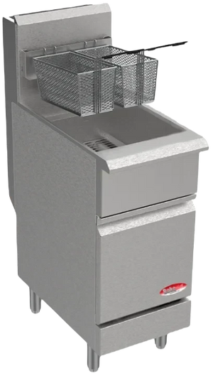 Bakemax - Commercial BAKE Series 50 Ib Stainless Steel Freestanding Propane Gas Fryer - BAKEL50