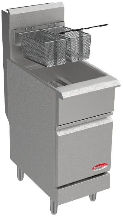 Bakemax - Commercial BAKE Series 50 Ib Stainless Steel Freestanding Propane Gas Fryer - BAKEL50