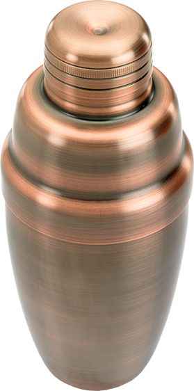 Barfly - 17 Oz Stainless Steel Antique Copper-Plated Heavy Weight 3-Piece Cobbler Cocktail Shaker - M37038ACP
