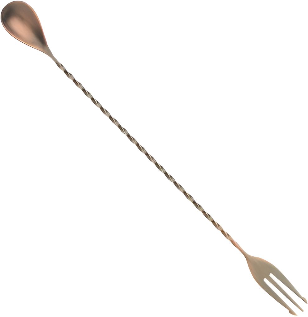 Barfly - 19.62" Antique Copper-Plated Finish Stainless Steel Bar Spoon with Fork End - M37017ACP