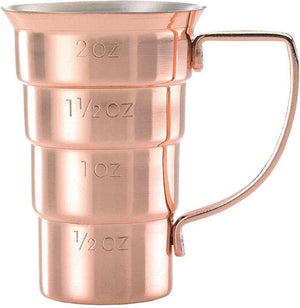 Barfly - 2 Oz Copper Plated Stepped Jigger with Handle - M37108CP