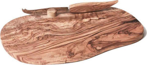 Berard - 13" x 7 " Olivewood Cheese Board with Knife - 56178