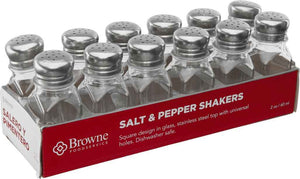 Browne - 3 oz Salt and Pepper Glass Shaker Tower with Stainless Steel Mushroom Top, Pack of 72 - 575223