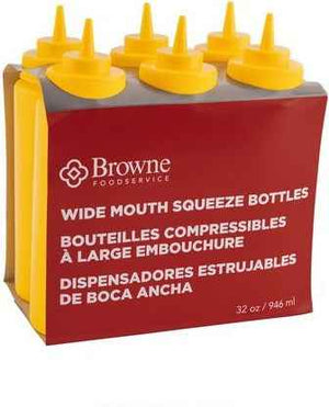 Browne - 32 Oz Yellow Wide Mouth Squeeze Dispenser, Pack of 6 - 57803317