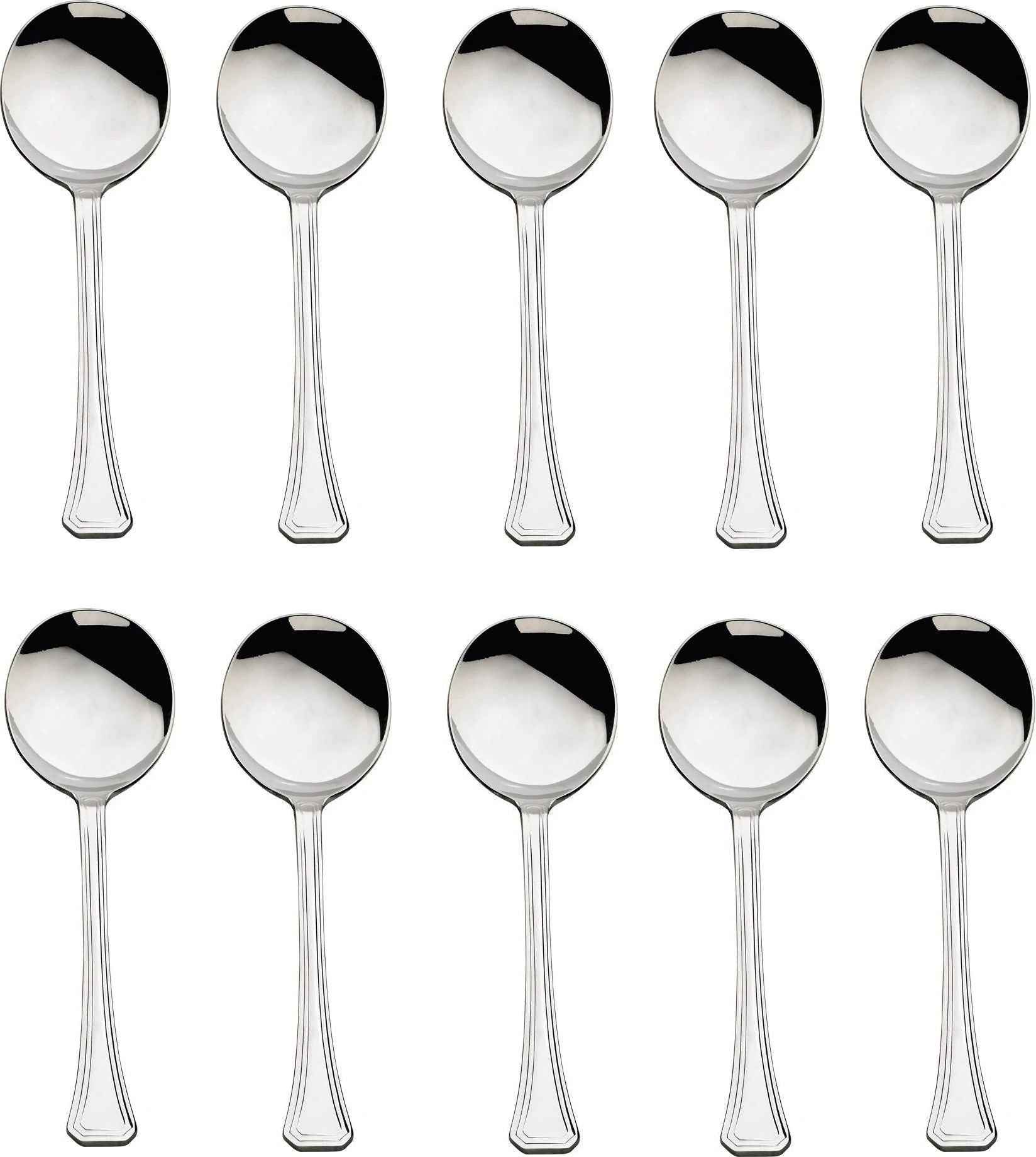 Browne - OXFORD 7.3" Stainless Steel Round Soup Spoon, Pack of 12 - 502013