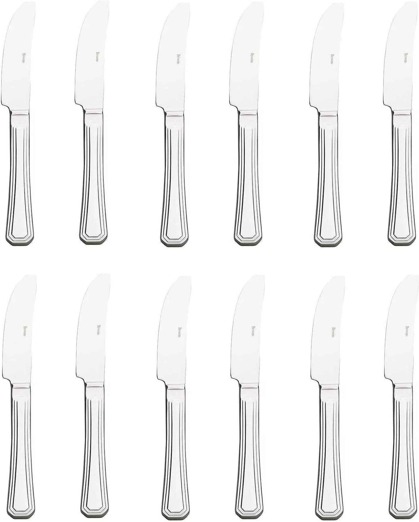 Browne - OXFORD 9.3" Stainless Steel Serrated Dinner Knife, Pack of 12 - 502011S