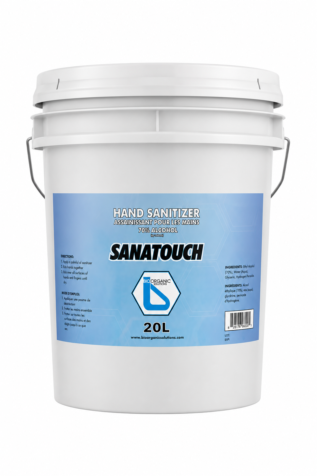 Bio Organic Solutions - Sanatouch Hand Sanitizer Pail, 20L/pl - 215147