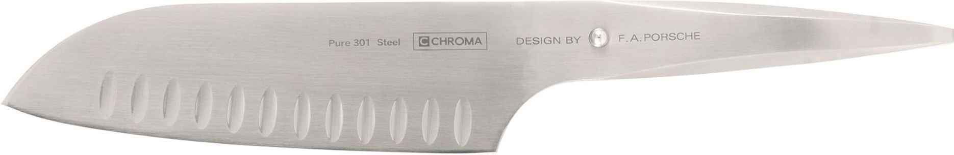 Chroma Knives - Silver 6.5-Inch Hollow Ground Santoku Granton Knife - P21