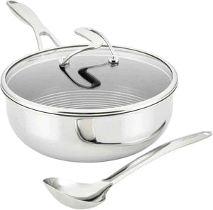 Circulon - Induction Plate 3.5 Qt, 3.3-Litre C-Series Tri-Ply Clad Covered Nonstick Chef Pan with Lid and Stainless Steel Scraping Spoon - 30017