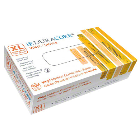 Duracore - Clear Vinyl XL Medical Examination Gloves, 100/Box, 10Box/Cs - DRCGV100XL