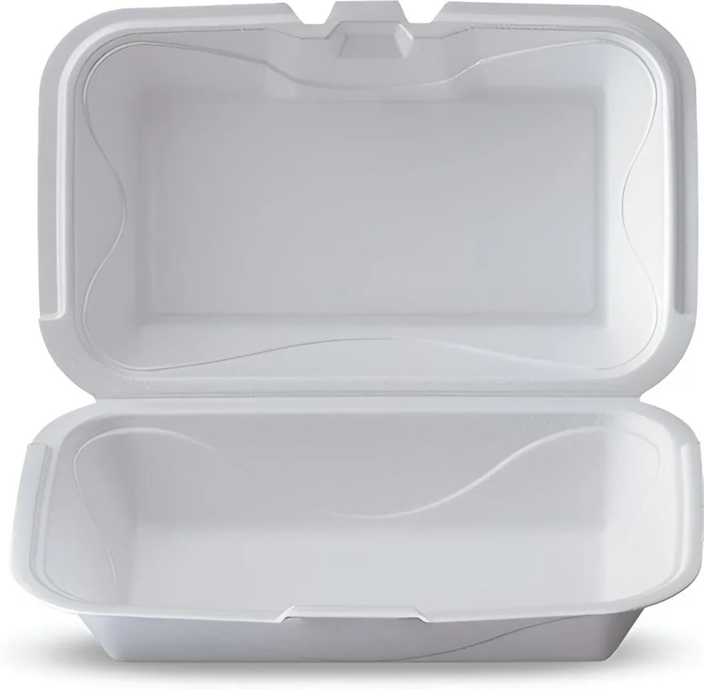 Darnel - 5.25" x 8.31" x 2.75" White Foam A-102 Medium Rectangle Hinged Container, 200/Cs - DU40B101