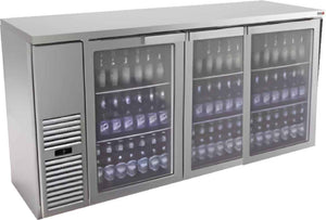 Fagor - Commercial 1092 FBB Series 115V, 69.5-Inch Stainless Steel Three Glass Door Back Bar Refrigerator - FBB-79GS-N