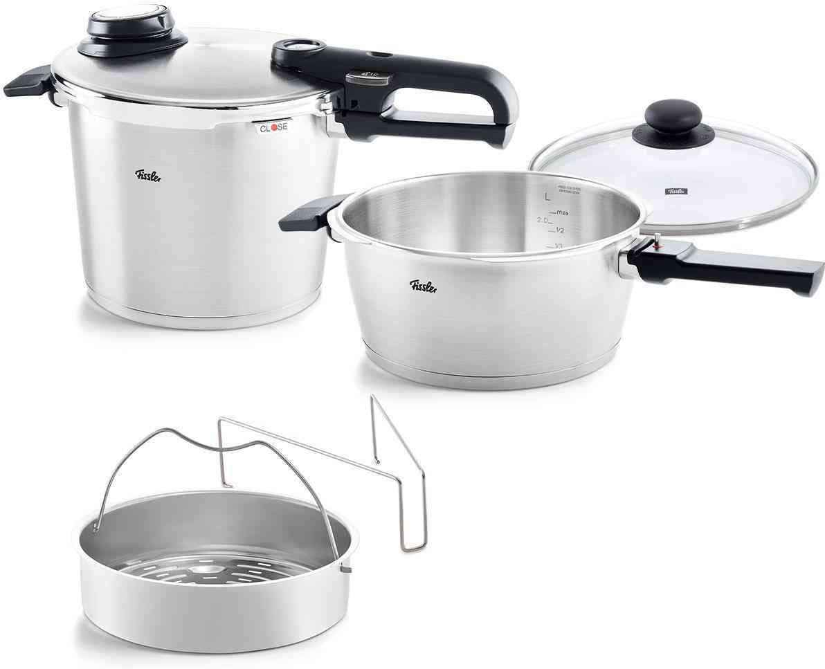 Fissler - 6.3 Qt and 3.7 Qt Vitavit Premium Pressure Cookers with Cover - 622-412-13-0900