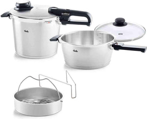 Fissler - 6.3 Qt and 3.7 Qt Vitavit Premium Pressure Cookers with Cover - 622-412-13-0900
