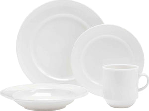 Fortessa - Vitrified China 16-Piece Fortaluxe SuperWhite Cassia Dinnerware Set - 16PPS.6000