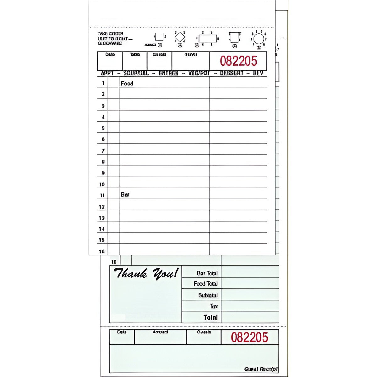 A1Paper - 4.2" 8.5" 2 Part White/Green Loose Guest Checks - DIRG4900SP
