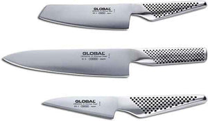 Global - GS Series 3-Piece Knife Set 8-Inch Chef Knife (G2), 5.5-Inch Vegetable Knife (GS5) and 4-Inch Paring Knife (GS7) - G257 - Discontinued