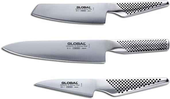 Global - GS Series 3-Piece Knife Set 8-Inch Chef Knife (G2), 5.5-Inch Vegetable Knife (GS5) and 4-Inch Paring Knife (GS7) - G257 - Discontinued