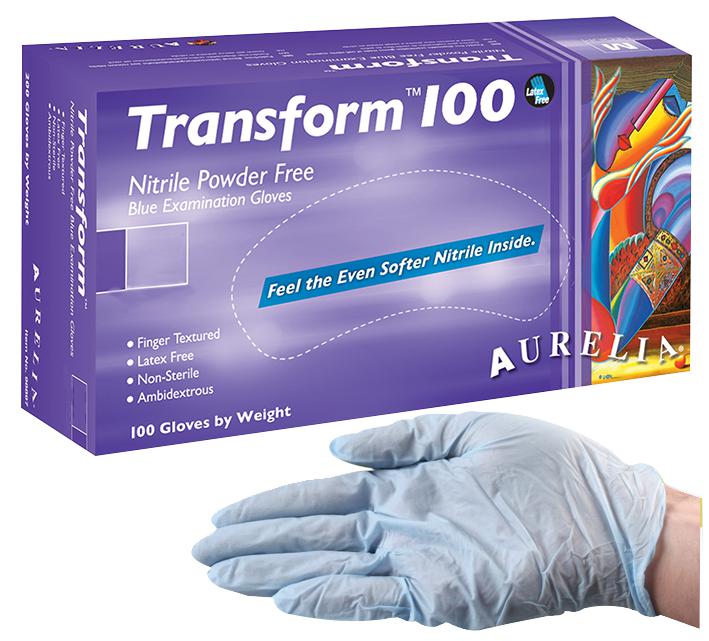 Aurelia - Transform Small Blue Nitrile Exam Gloves, 100/Bx - 9889A6