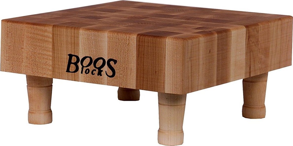 John Boos - 12" x 12" x 3" Square Maple Wood End Grain Chopping Block with Feet - MCS1