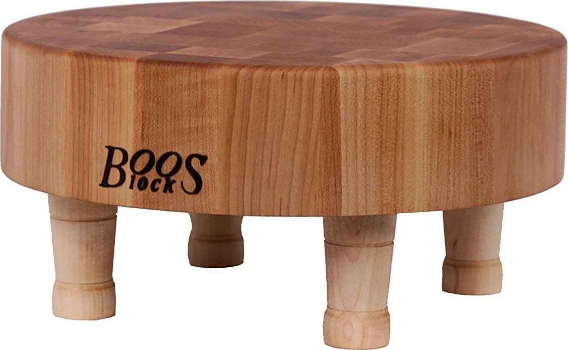 John Boos - 12-Inch x 3-Inch Round Maple Wood End Grain Chopping Block with Feet - MCR1