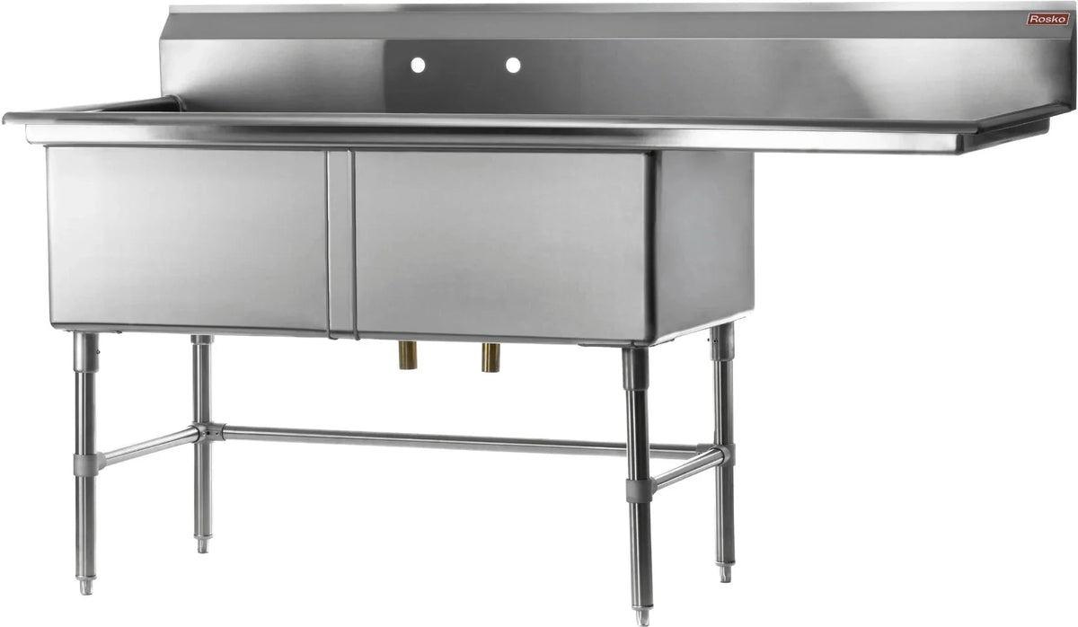 Julien - Rosko 18" x 18" Double-Bowl Sink, Right and Left Drainboards, Stainless Steel - RO-SD-1818-LR18