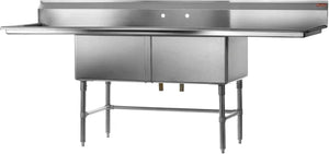 Julien - Commercial Stainless Steel Rosko 24-Inch x 24-Inch Double-Bowl Sink, Right and Left Drainboards - RO-SD-2424-LR24