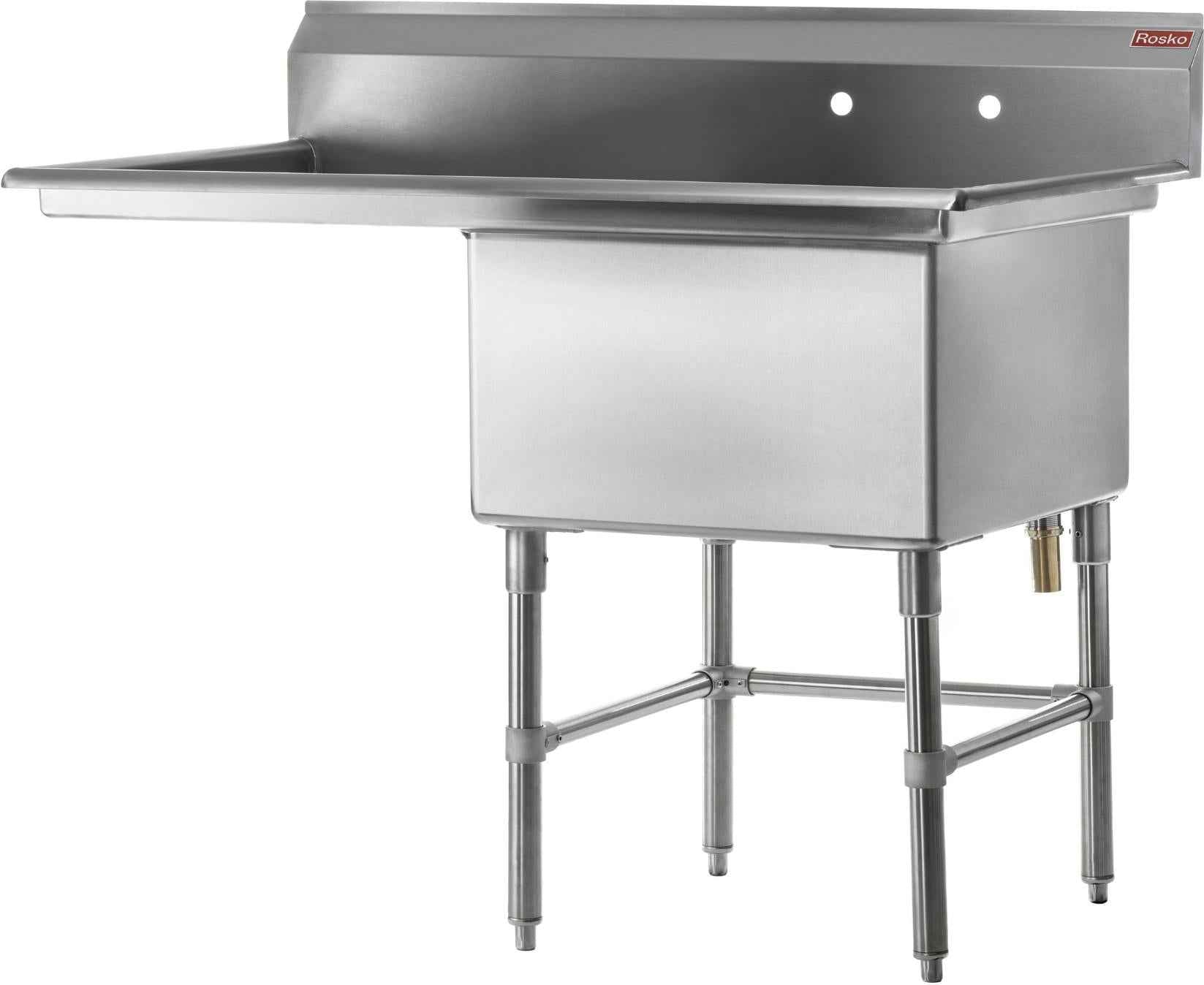 Julien - Commercial Stainless Steel Rosko 24-Inch x 24-Inch Single-Bowl Sink, Left Drainboard - RO-SS-2424-L24