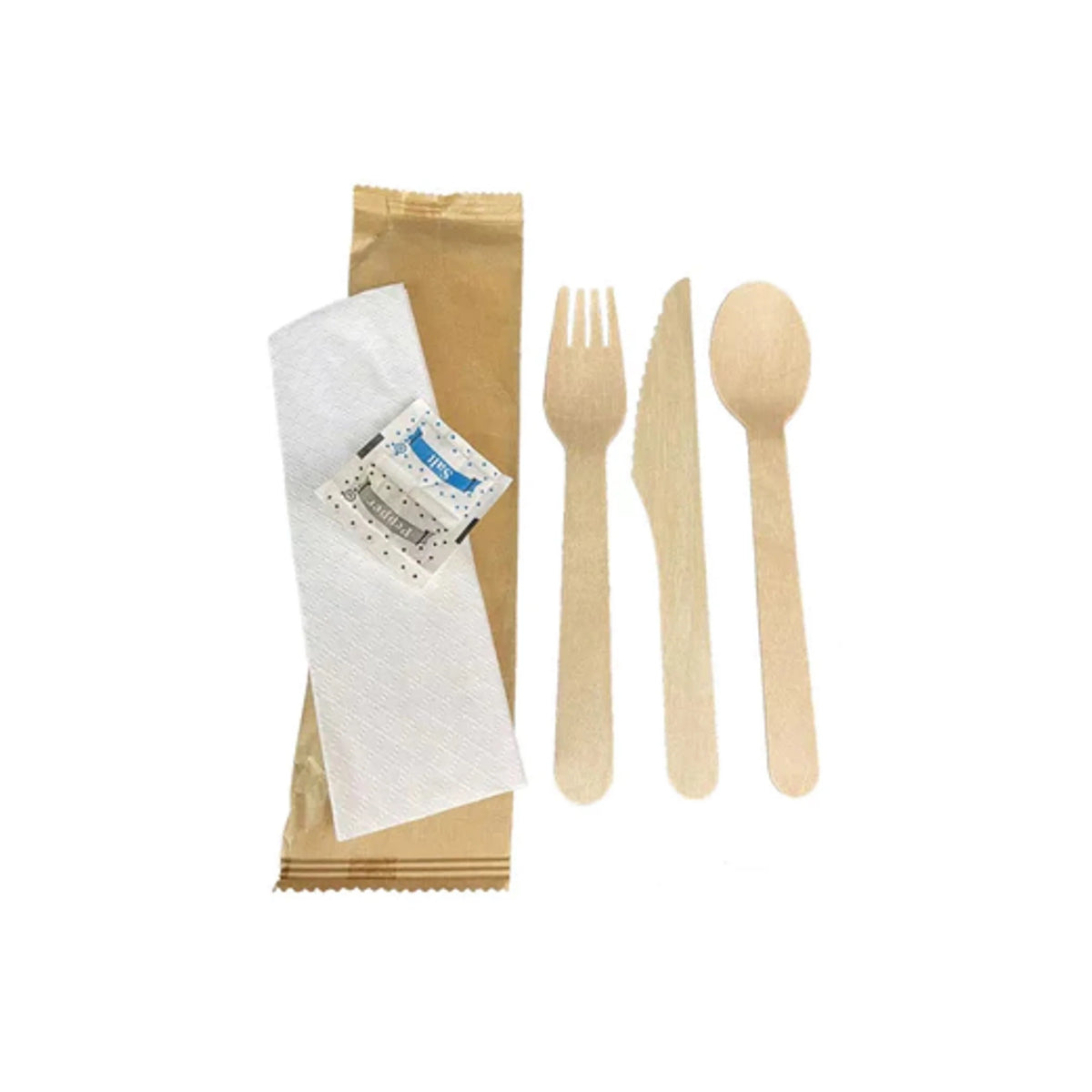 TPPI - Wooden Cutlery Kit (F,K,S,N,S&P) 500/Cs - KIT-616