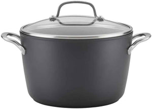 KitchenAid - Aluminum & Tempered Glass 8 Qt Hard Anodized Induction Nonstick Stock Pot with Lid 7.6-Litre - 80128