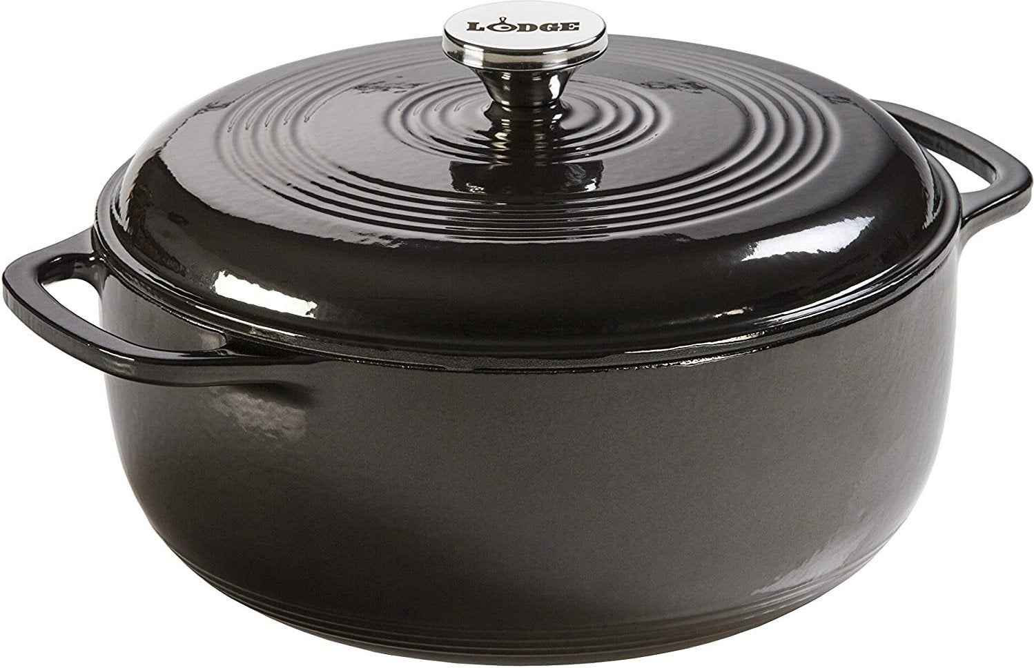 Lodge - 5.7 L (6 Qt) 5.7-Litre Enameled Cast Iron Dutch Oven Midnight Chrome - EC6D18