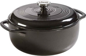 Lodge - 5.7 L (6 Qt) 5.7-Litre Enameled Cast Iron Dutch Oven Midnight Chrome - EC6D18