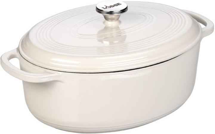 Lodge - 6.6 L (7 Qt) 6.6-Litre Oval Enameled Cast Iron Dutch Oven Oyster - EC7OD13