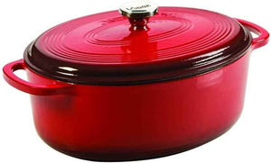 Lodge - 6.6 L (7 Qt) 6.6-Litre Oval Enameled Cast Iron Dutch Oven Red - EC7OD43