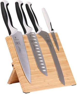 Mercer - 9.5" x 8.6" x 0.75" Bamboo Magnetic Board with German Steel Knives with White Handle, Pack Of 5 - M21981WBH